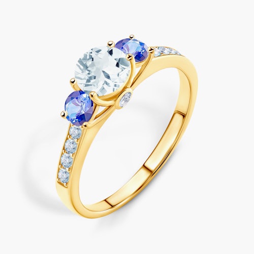 Pierścionek zaręczynowy Dream: złoty, akwamaryn